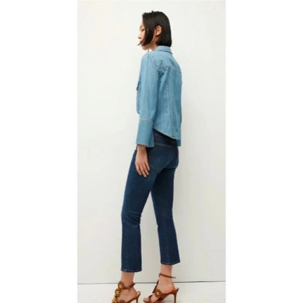 Veronica Beard Carly Kick Flare High Rise 27 Denim Jean Modern Minimalist